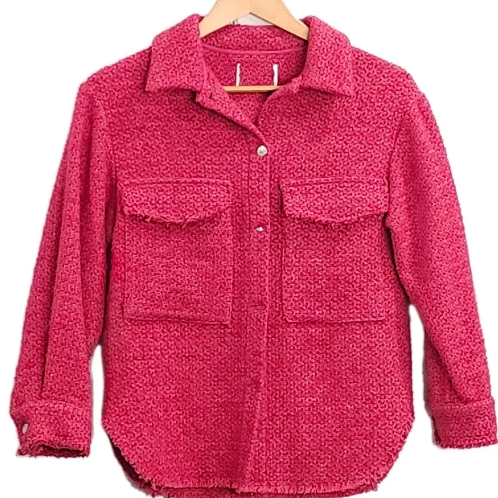 Kids Zara Hot Pink Oversized Textured Shacket Measurement 14.5" PTP No Tags VGUC